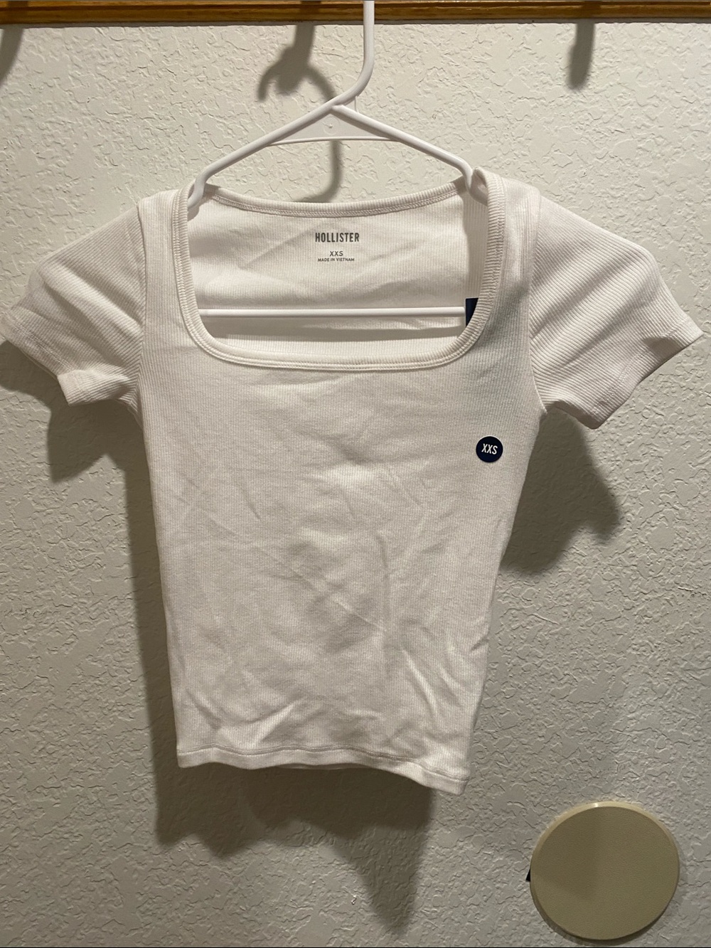 Hollister White Ribbed Square-Neck Tank Top